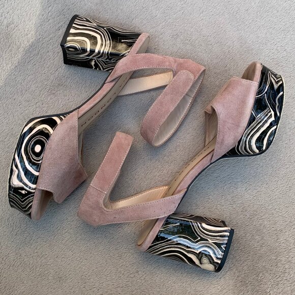 Sacha London Genuine Suede Platform Heel Sandals Sz 7.5 - Picture 8 of 16